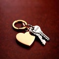 Heart shaped keychain with keys, symbolizing unlocking of love and romance to celebrate Valentine\'s Day