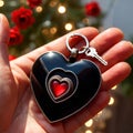 Heart shaped keychain with keys, symbolizing unlocking of love and romance to celebrate Valentine\'s Day