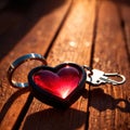 Heart shaped keychain with keys, symbolizing unlocking of love and romance to celebrate Valentine\'s Day