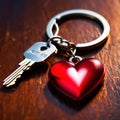 Heart shaped keychain with keys, symbolizing unlocking of love and romance to celebrate Valentine\'s Day