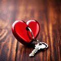 Heart shaped keychain with keys, symbolizing unlocking of love and romance to celebrate Valentine\'s Day