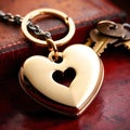 Heart shaped keychain with keys, symbolizing unlocking of love and romance to celebrate Valentine\'s Day