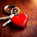 Heart shaped keychain with keys, symbolizing unlocking of love and romance to celebrate Valentine\'s Day