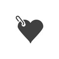 Heart shaped label vector icon