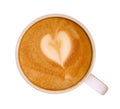 Heart Shaped Latte Art Cappuccino Coffee Isolated on Transparent Background Royalty Free Stock Photo
