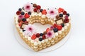 Heart shaped layer cake closeup view Royalty Free Stock Photo