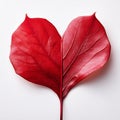 Red heart leaf on white Royalty Free Stock Photo