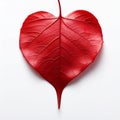 Red heart leaf on white Royalty Free Stock Photo