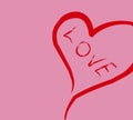 Heart shaped lines and red Love letters on a pink background Royalty Free Stock Photo