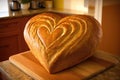 heart-shaped loaf with golden crust and soft, chewy interior