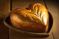 heart-shaped loaf with golden crust and soft, chewy interior