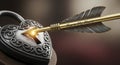 Heart Shaped Lock with Key Arrow Royalty Free Stock Photo