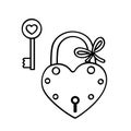 Heart shaped lock and key. Royalty Free Stock Photo