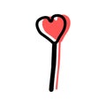 Heart-shaped lollipop. Heart, a sign of love. Icon for Valentine`s Day and lovers day. Symbol of friendship