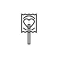 Heart shaped lollipop line icon