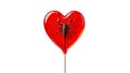Heart-Shaped Lollipop with Scorpion Inside on White Background Royalty Free Stock Photo