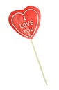 Heart shaped lollipop on white background Royalty Free Stock Photo