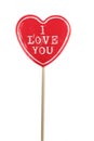 Heart shaped lolly pop on white background Royalty Free Stock Photo