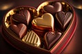 Heart shaped luxury chocolates, extreme closeup with a shallow depth of field.