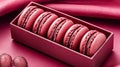 Heart-shaped macaroon gift wrap on a pink romantic background with hearts Royalty Free Stock Photo