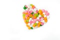 Heart shaped made from colored sprinkles Royalty Free Stock Photo