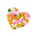 Heart shaped made from colored sprinkles Royalty Free Stock Photo
