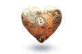 Heart shaped made with cryptocurrency coins. Happy Valentine's day symbol. Love bitcoin concept. Invest in bitcoin