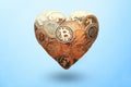 Heart shaped made with cryptocurrency coins. Happy Valentine's day symbol. Love bitcoin concept. Invest in bitcoin