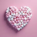 A heart-shaped from marshmallows, sugary and soft, symbolizing sweetness, and the comfort of love