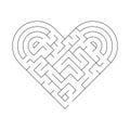 Heart shaped maze. Concept of searching for love. Vector illustration, flat design Royalty Free Stock Photo