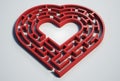 Heart shaped maze labyrinth of love 3d rendering