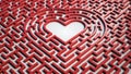 Heart shaped maze labyrinth of love 3d rendering