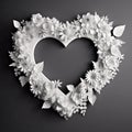 Heart shaped memory flower wreath on grey background. Generative AI. Royalty Free Stock Photo