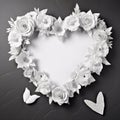 Heart shaped memory flower wreath on grey background. Generative AI. Royalty Free Stock Photo