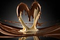 Heart shaped milk and chocolate splash. lone on a background Royalty Free Stock Photo