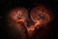 heart shaped nebula, with heart-shaped galaxies in the background Royalty Free Stock Photo