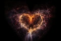 heart-shaped nebula with intricate filaments of light and dark