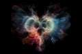 heart-shaped nebula with intricate filaments of light and dark