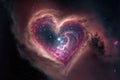 Heart shaped nebula among the stars. Pink Heart galaxy. Valentine`s Day copy-space. Generative AI Royalty Free Stock Photo