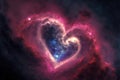 Heart shaped nebula among the stars. Pink Heart galaxy. Valentine`s Day copy-space. Generative AI Royalty Free Stock Photo