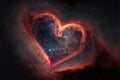 Heart shaped nebula among the stars. Pink Heart galaxy. Valentine`s Day copy-space. Generative AI Royalty Free Stock Photo