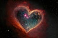 Heart shaped nebula among the stars. Pink Heart galaxy. Valentine`s Day copy-space. Generative AI Royalty Free Stock Photo