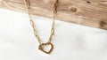 Heart shaped necklace beauty and fashion concept. Mother`s day concept gifts. Heart shaped necklace jewelry presents for special d Royalty Free Stock Photo