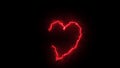 Heart Shaped Neon Light Line Illustration Black Background. Neon light red heart isolated black background Royalty Free Stock Photo