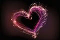 a heart shaped object with a black background and a pink and purple background with bubbles and bubbles in the shape of a heart, Royalty Free Stock Photo