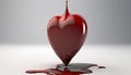 a heart shaped object with blood flowing out of it\'s sides and a drop of blood coming out of it\'s sides