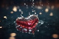 a heart shaped object floating in water with bubbles on it. ai generative Royalty Free Stock Photo