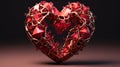 A heart shaped object made of red and gold beads, AI Royalty Free Stock Photo