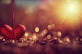 a heart shaped object sitting on top of a table next to a window sill with the sun shining through Royalty Free Stock Photo