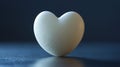 A heart-shaped object with a smooth, pale surface, sits on a slightly reflective blue surface Royalty Free Stock Photo